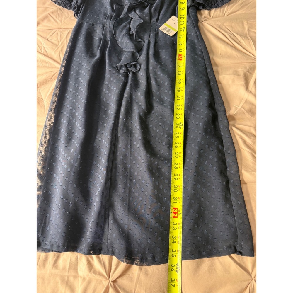 Rabbit Rabbit Rabbit Designs Navy Swiss Dot Ruffle Neck Dress Size 4 - Picture 6 of 7